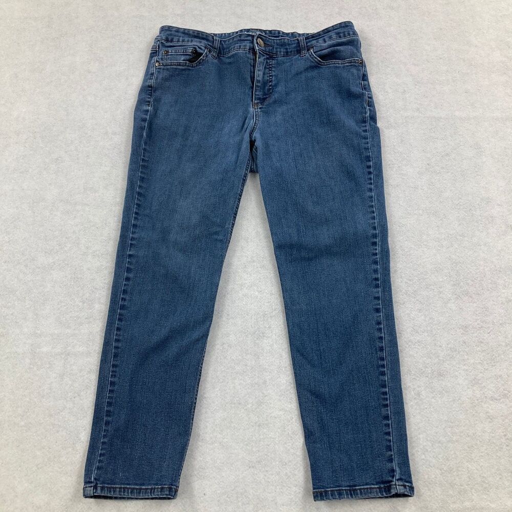 Terra & Sky Women's 14W Petite Straight Jeans Mid Rise Blue Denim Stretch
